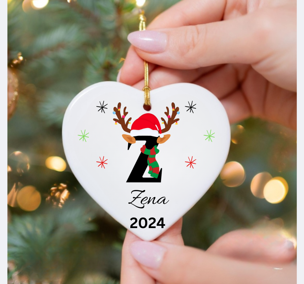 Personalized Initial - Name - Year // Heart Ornament