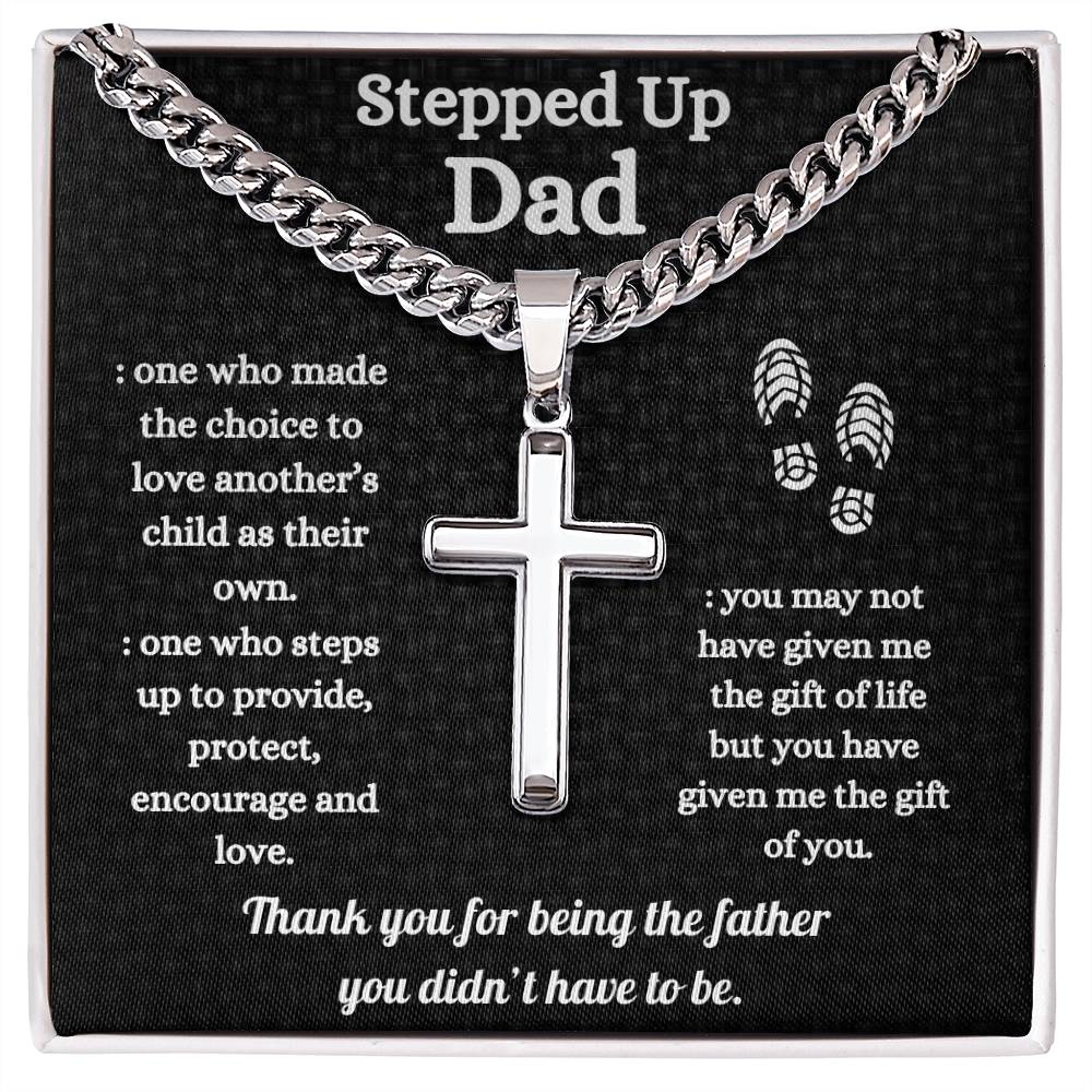 Stepped Up Dad // Artisan Cross Necklace on Cuban Chain