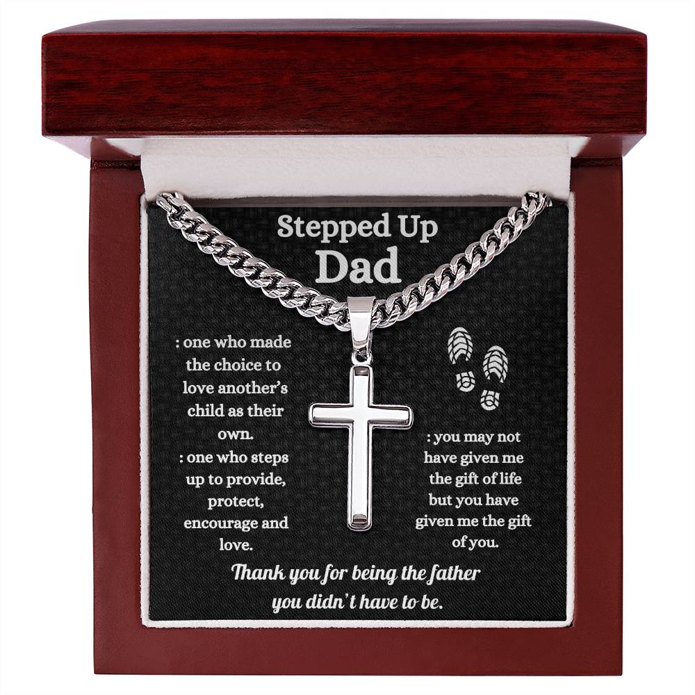 Stepped Up Dad // Artisan Cross Necklace on Cuban Chain